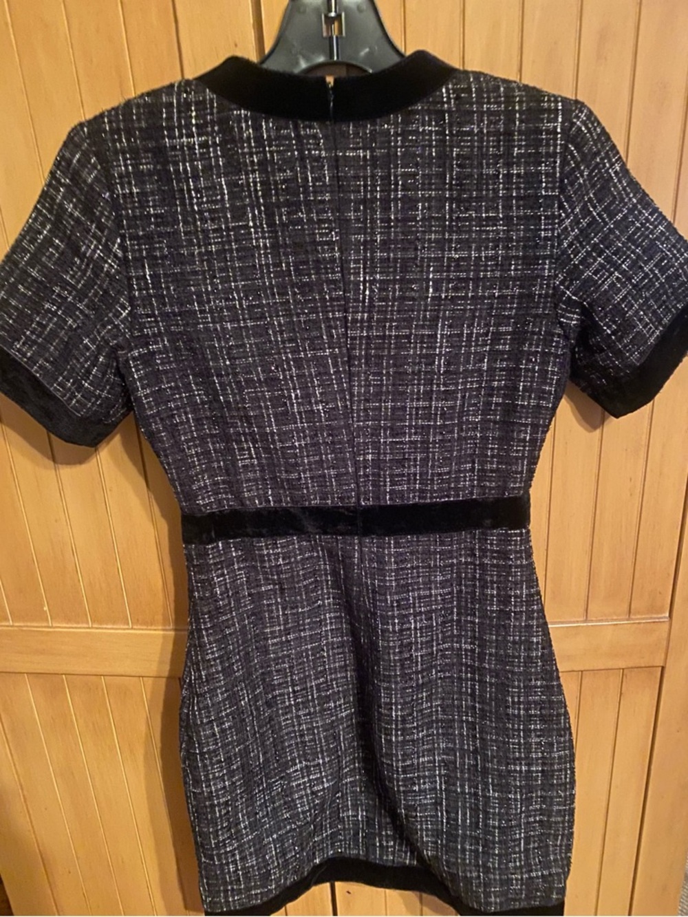 Cider Black Tweed Short-Sleeve Button-Front Mini Dress / XXS - Picture 7 of 16
